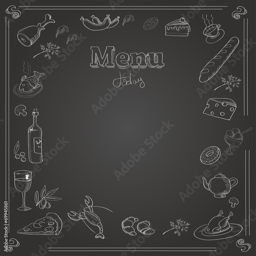 Menu design with a chalk board texture