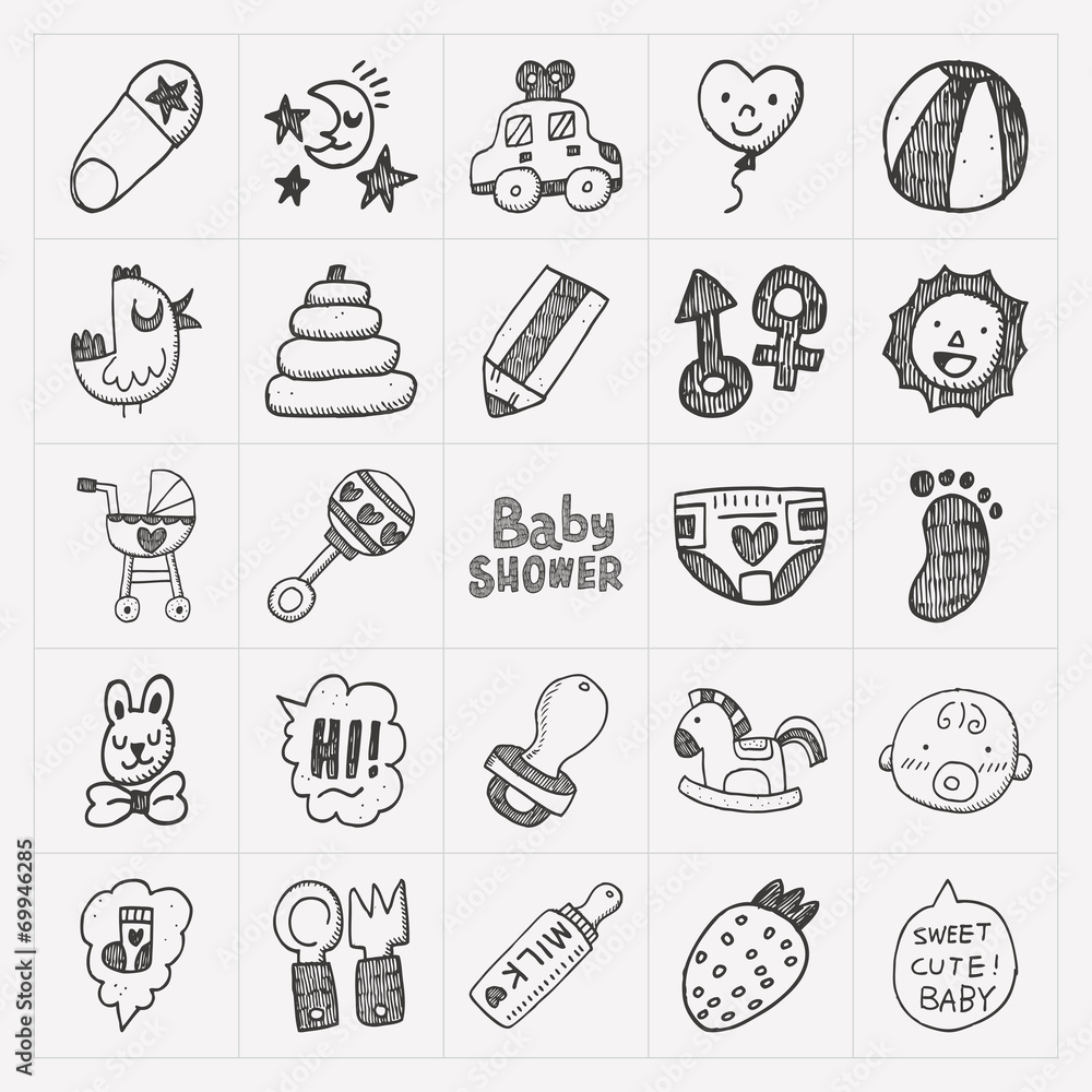 doodle baby icon sets