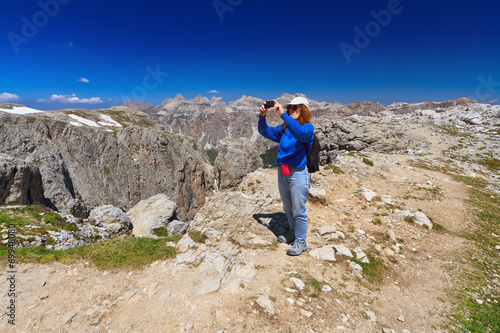 Dolomiti - hiker in Sella mountain
