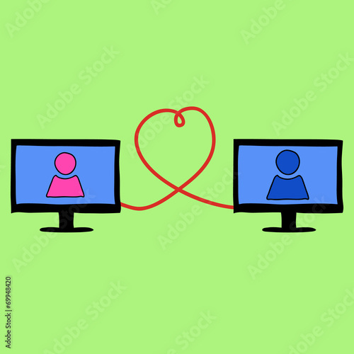 Doodle style love in internet