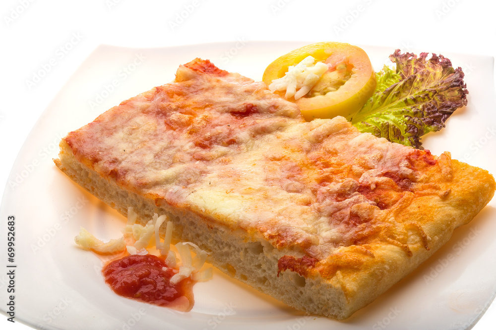 Pizza with tomato sauce and mozarella Pizza with tomato sauce and mozarella