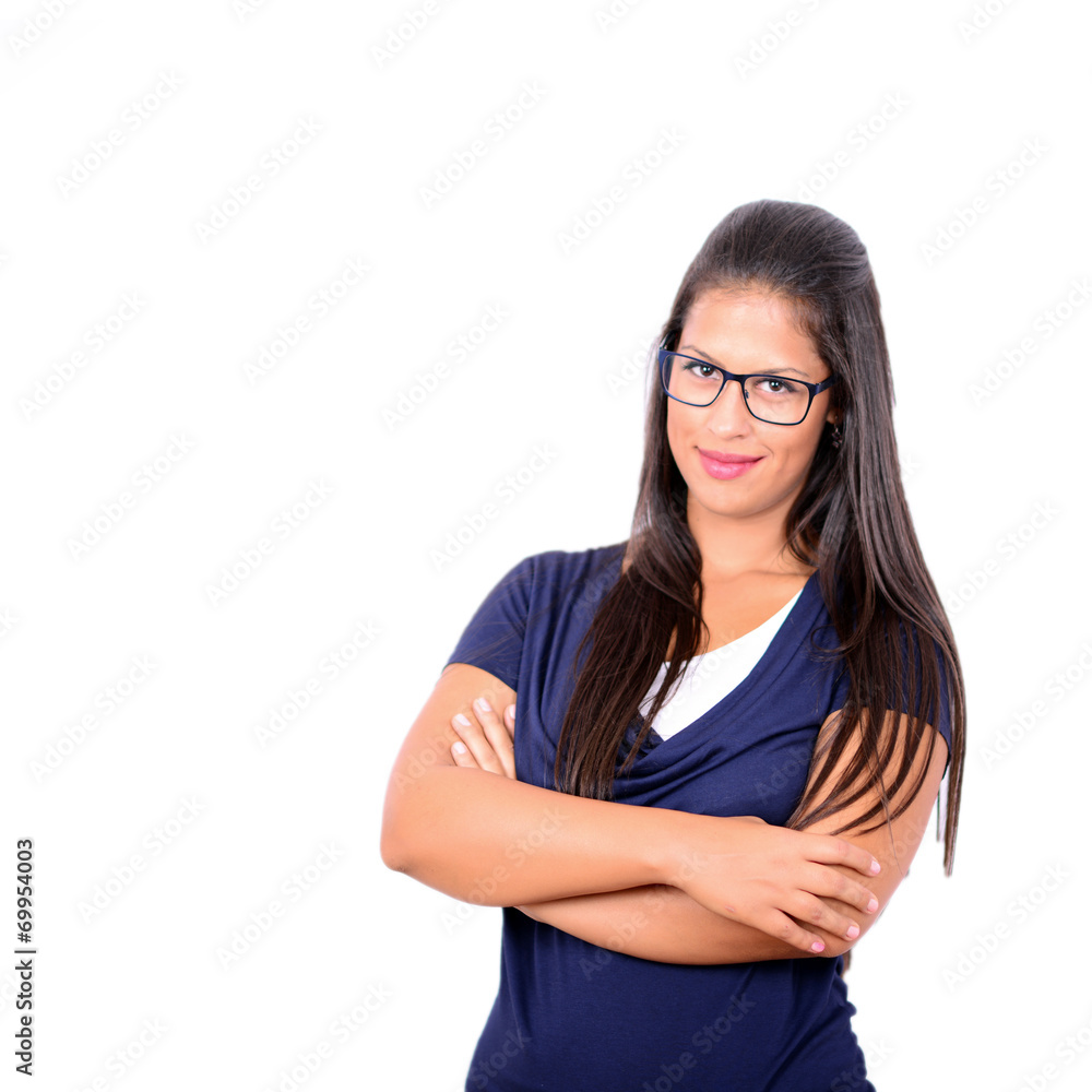 Business woman portrait with crossed arms against white backgrou Business woman portrait with crossed arms against white backgrou