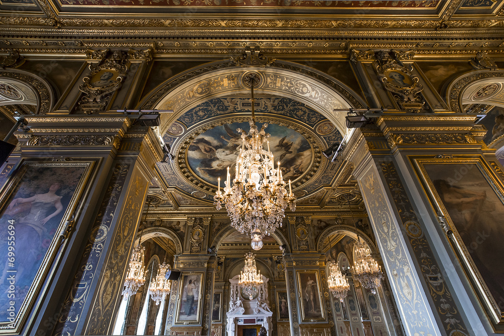 Reception rooms of the city hall, Paris, France, interiors