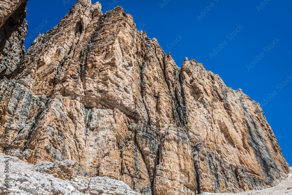 Sass Pordoi south face (2952 m) in Gruppo del Sella, Dolomites m