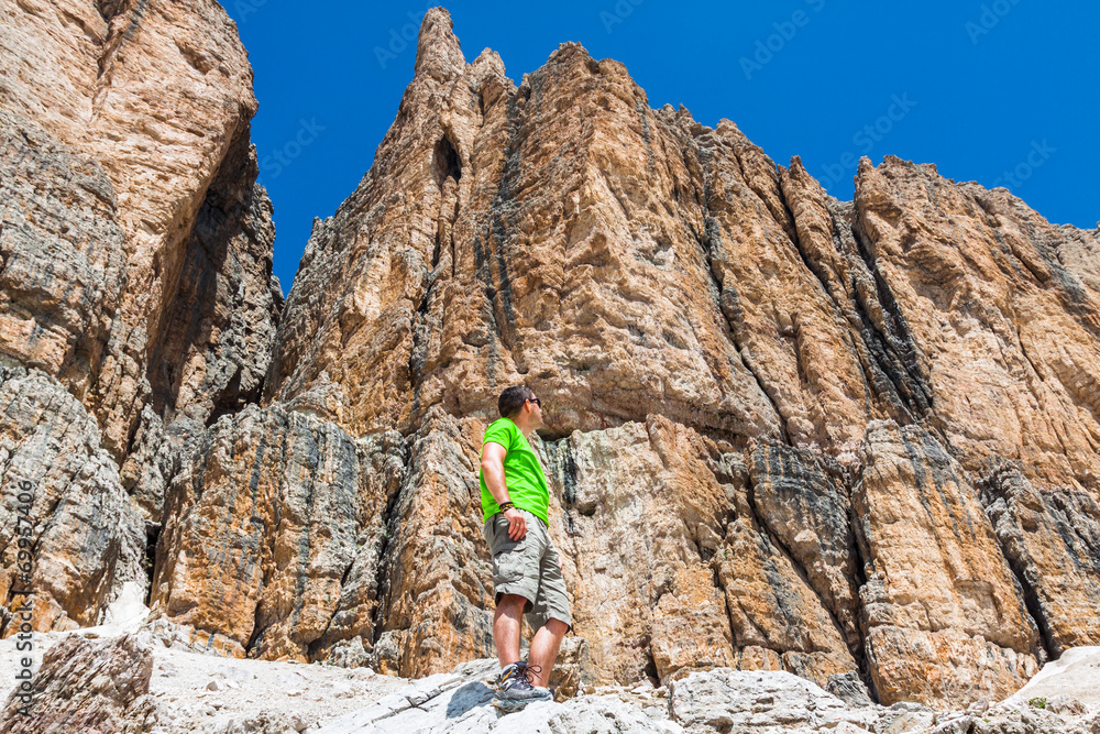 Obraz premium Sass Pordoi south face (2952 m) in Gruppo del Sella, Dolomites m