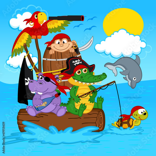 animals pirates - vector illustration, eps