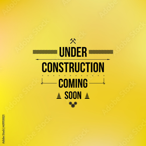 Under construction sign, typographic design