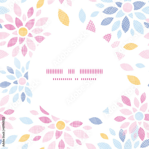 Abstract textile colorful flowers round frame seamless pattern