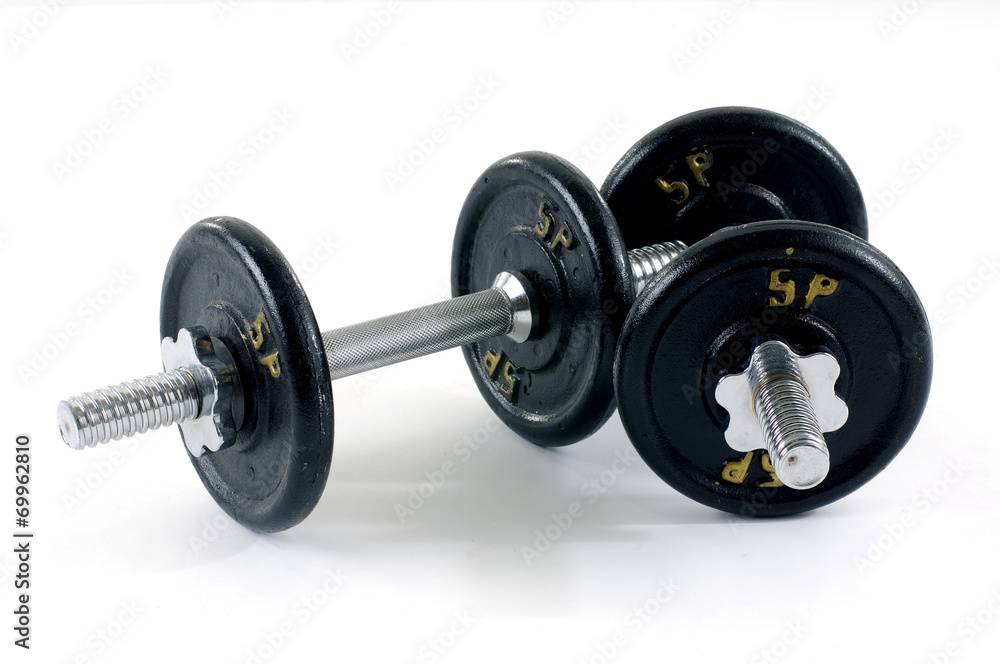 Two dumbbells on isolated background Two dumbbells on isolated background