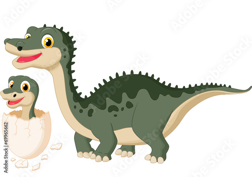 Mother dinosaur with baby hatching