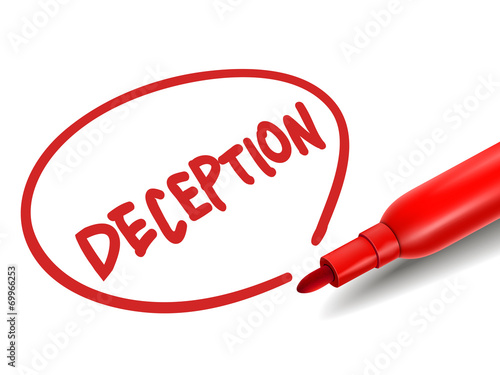 the word deception with a red marker