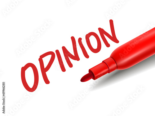 the word opinion with a red marker