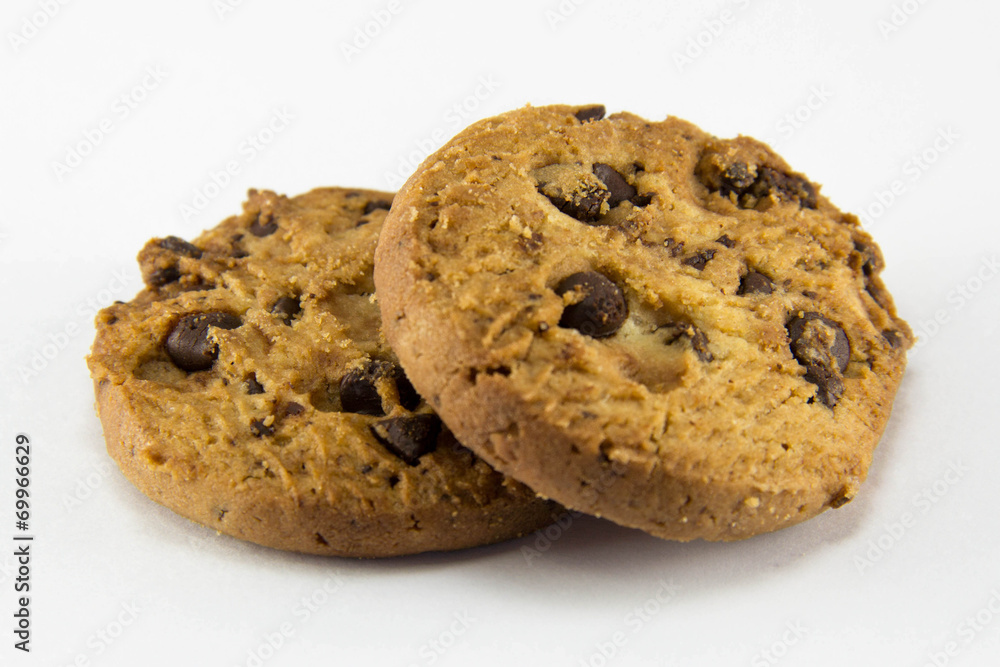 Chocolate chip cookies on white background Chocolate chip cookies on white background