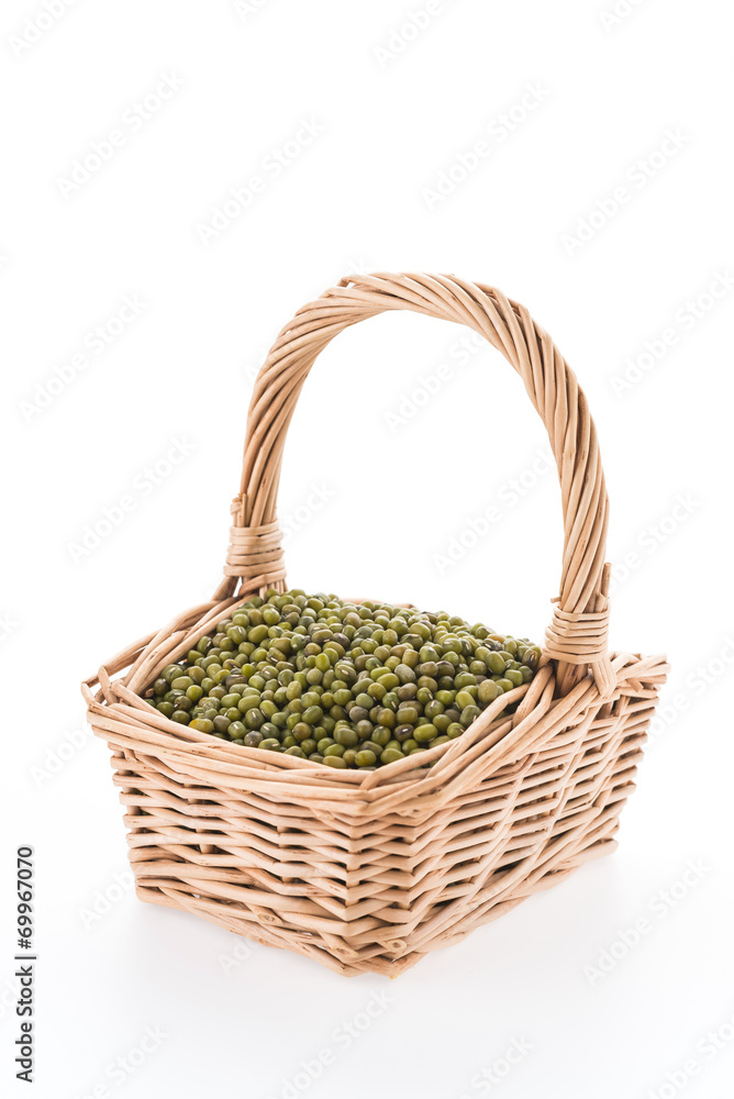 Green mung beans isolated on white background Green mung beans isolated on white background