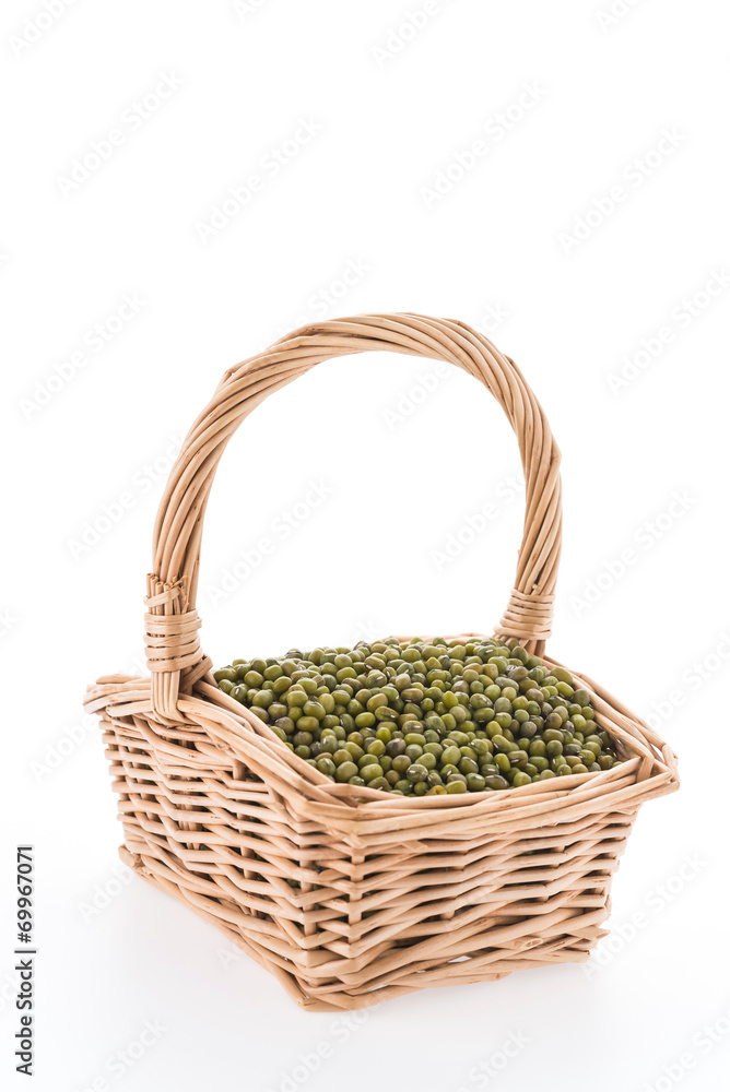 Green mung beans isolated on white background Green mung beans isolated on white background