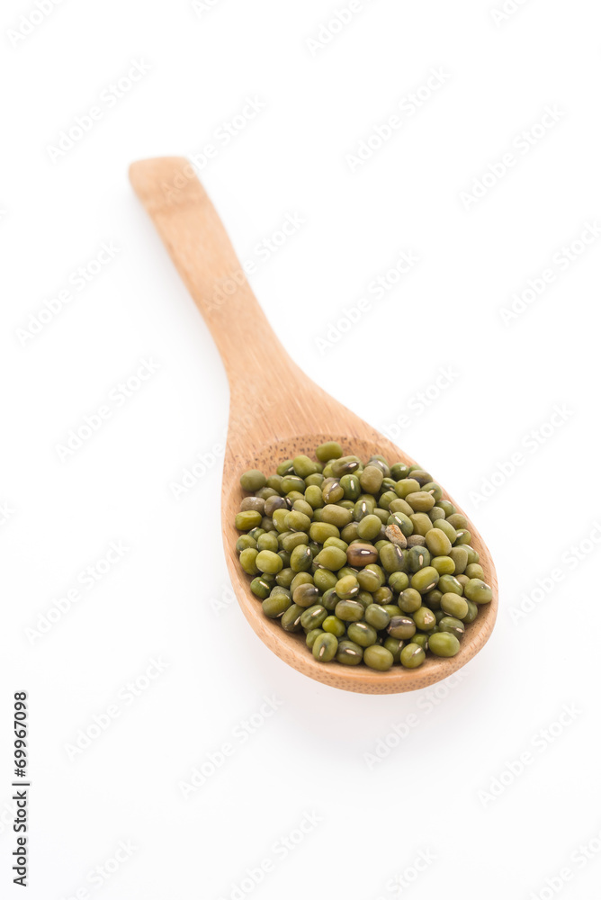 Green mung beans isolated on white background Green mung beans isolated on white background