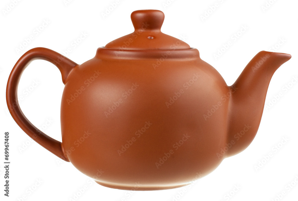 brown teapot isolated on white background