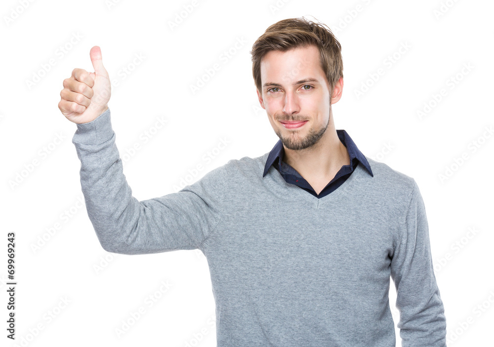 Caucasian man with thumb up Caucasian man with thumb up