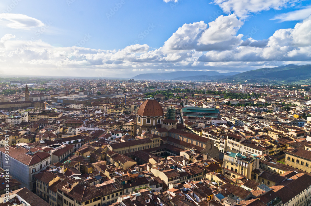 Aerial panoramic view of Florence from a tower, Tuscany