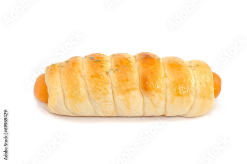 long sausage buns isolated on white background