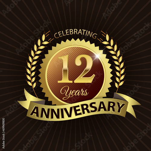 Celebrating 12 Years Anniversary - Laurel Wreath Seal & Ribbon