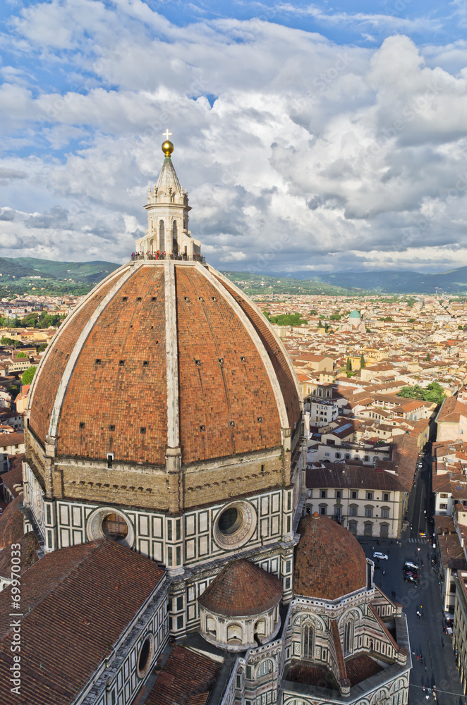 View on a dome of Santa Maria cathedral in Florence, Tuscany