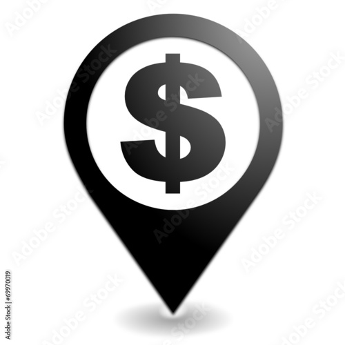 dollar sur symbole localisation noir