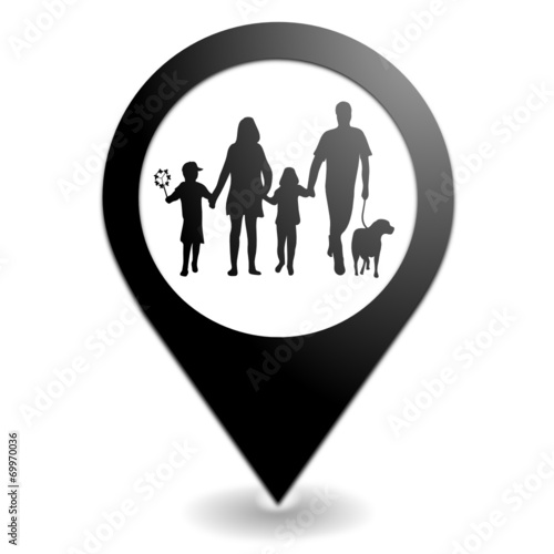 famille sur symbole localisation noir