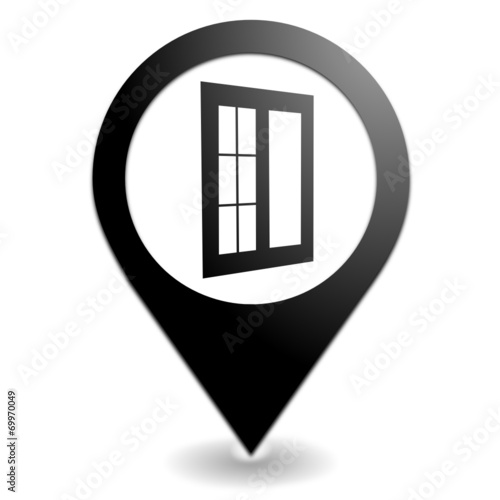 fenêtre alu pvc bois sur symbole localisation noir