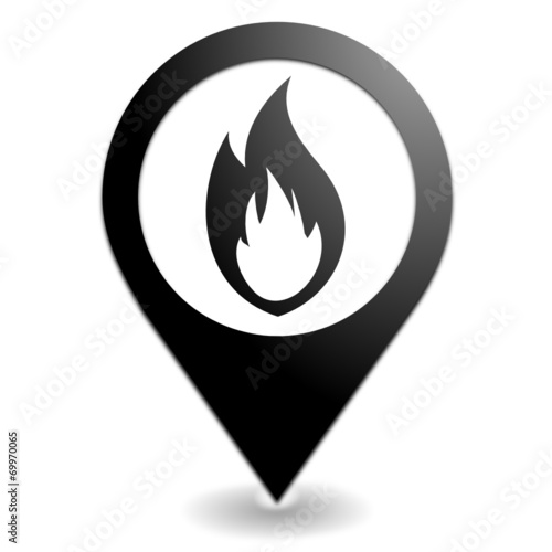 feu flamme sur symbole localisation noir photo