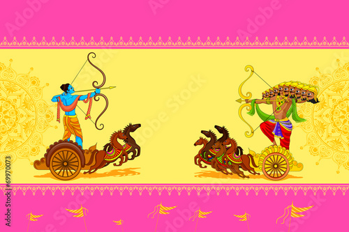 Rama killing Ravana in Happy Dussehra