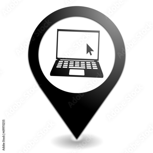 ordinateur portable sur symbole localisation noir