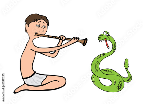 snake charmer, fakir vector illustration