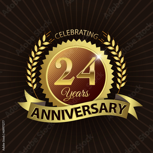 Celebrating 24 Years Anniversary - Laurel Wreath Seal & Ribbon
