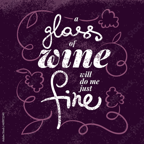 Wine list typographic poster. Hand drawn vector illustration.