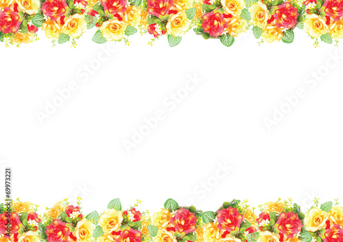 foliate border with roses blossom Illustation