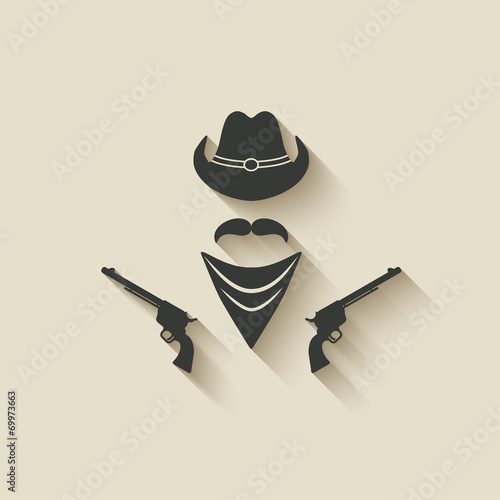 cowboy hat and gun
