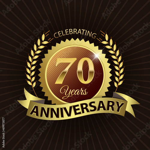 Celebrating 70 Years Anniversary - Laurel Wreath Seal & Ribbon