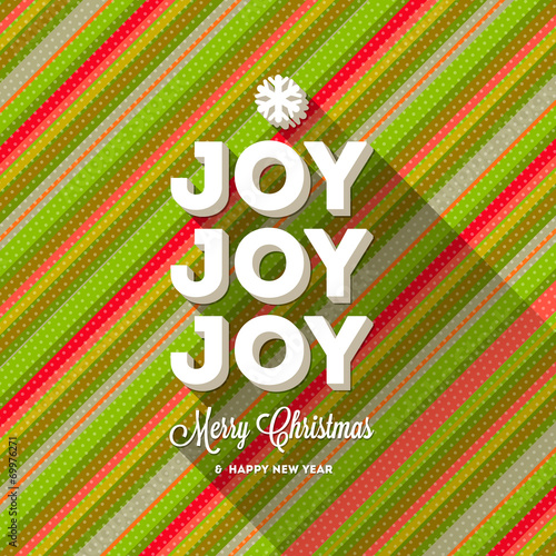 Christmas greeting with long shadow on a striped background