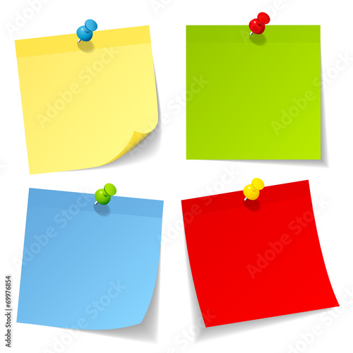4 Colored Stick Notes Colored Pins