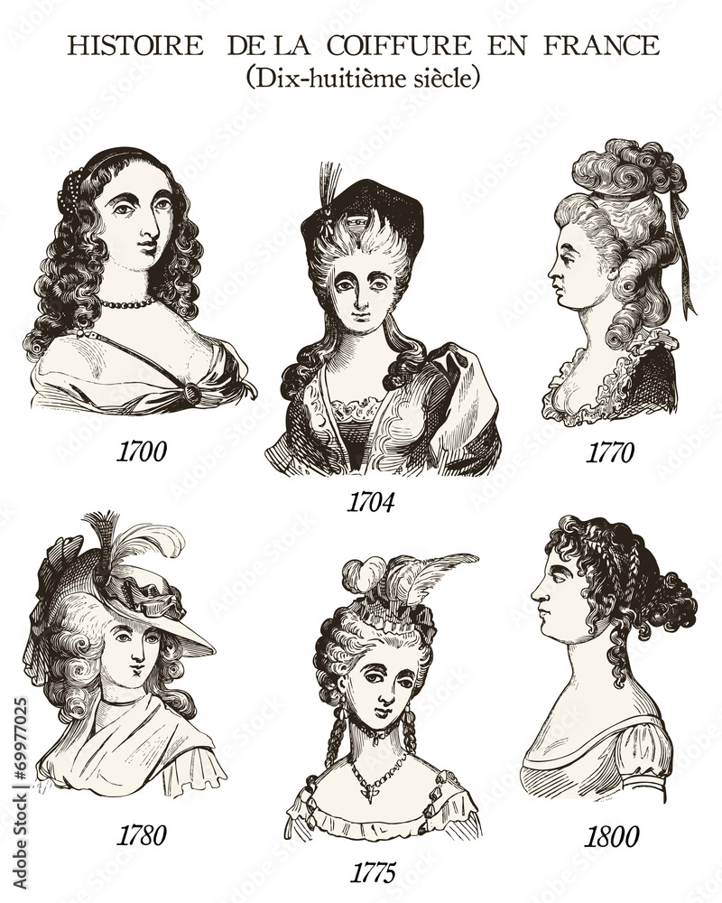 Histoire de la coiffure en France (18ème siècle) Stock Vector | Adobe Stock