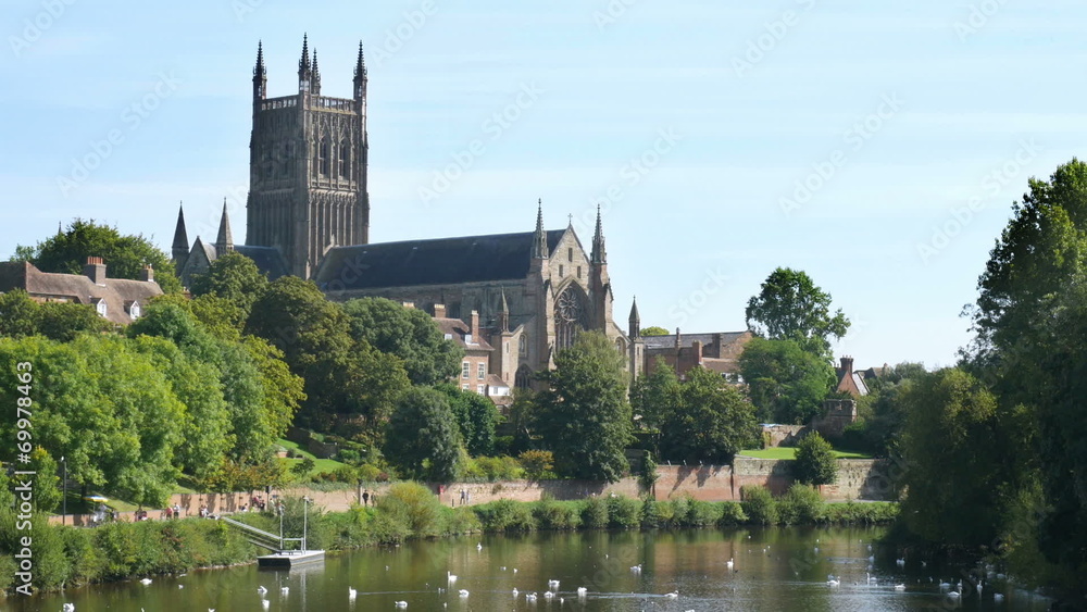 Worcester Cathedral by the River Severn in the English Midlands. Worcester Cathedral by the River Severn in the English Midlands.
