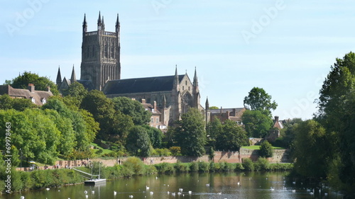 Worcester Cathedral by the River Severn in the English Midlands. photo