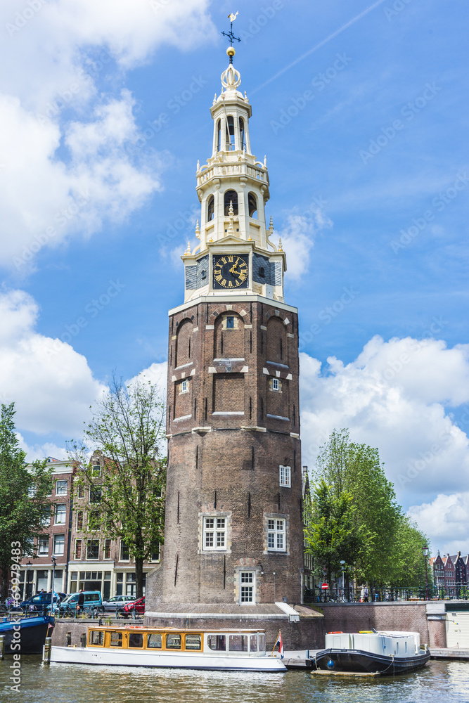 Montelbaanstoren tower in Amsterdam, Netherlands.