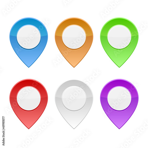 Free Download Set of Color Map Pointers on White Background. Vector - GFXLoad