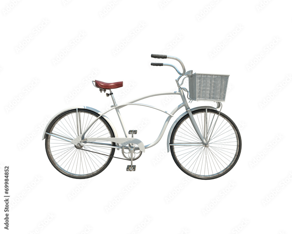 3d model of white retro bicycle