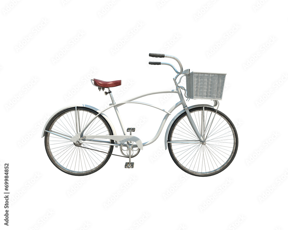Fototapeta premium 3d model of white retro bicycle