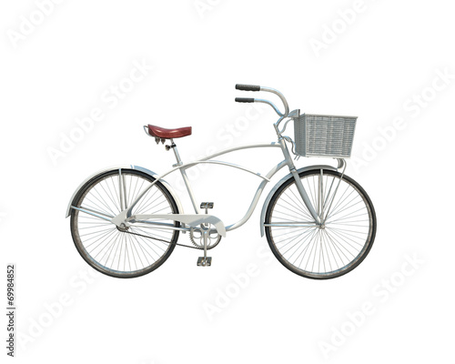 3d model of white retro bicycle
