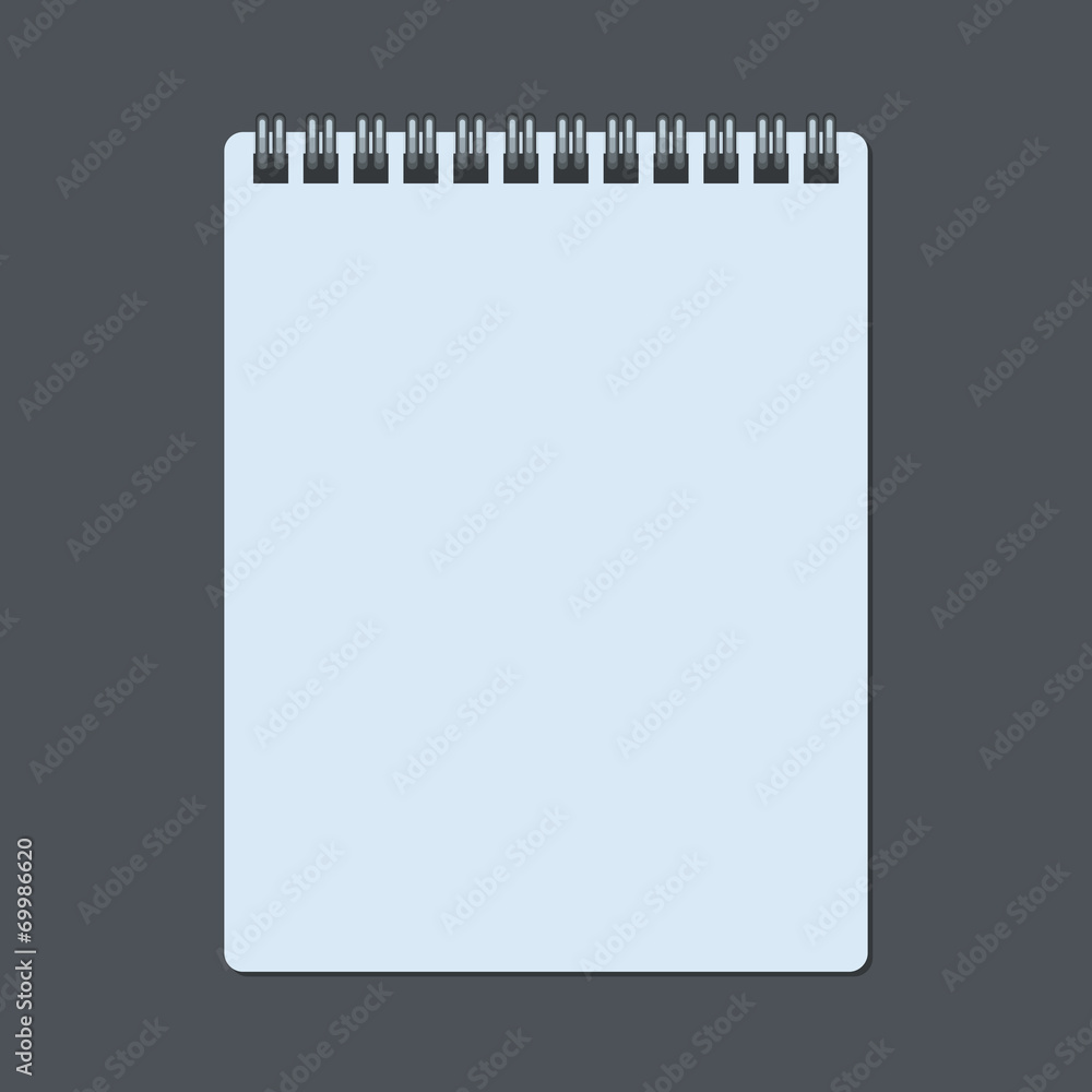 Realistic Spiral Notepad Notebook Isolated on Dark. Vector Realistic Spiral Notepad Notebook Isolated on Dark. Vector