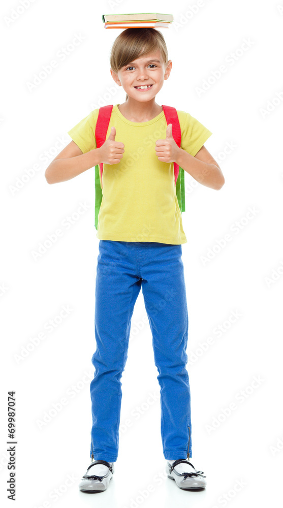 Portrait of a cute little schoolgirl with backpack Portrait of a cute little schoolgirl with backpack